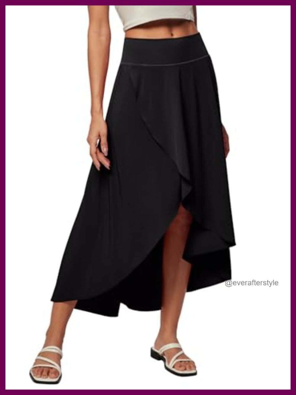 High Waist Wrap Skirt with Built-in Shorts Flowy High Low Ruffle Maxi Skirt